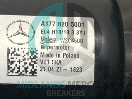 MERCEDES-BENZ A class W177 Wiper Motor Front & Linkage